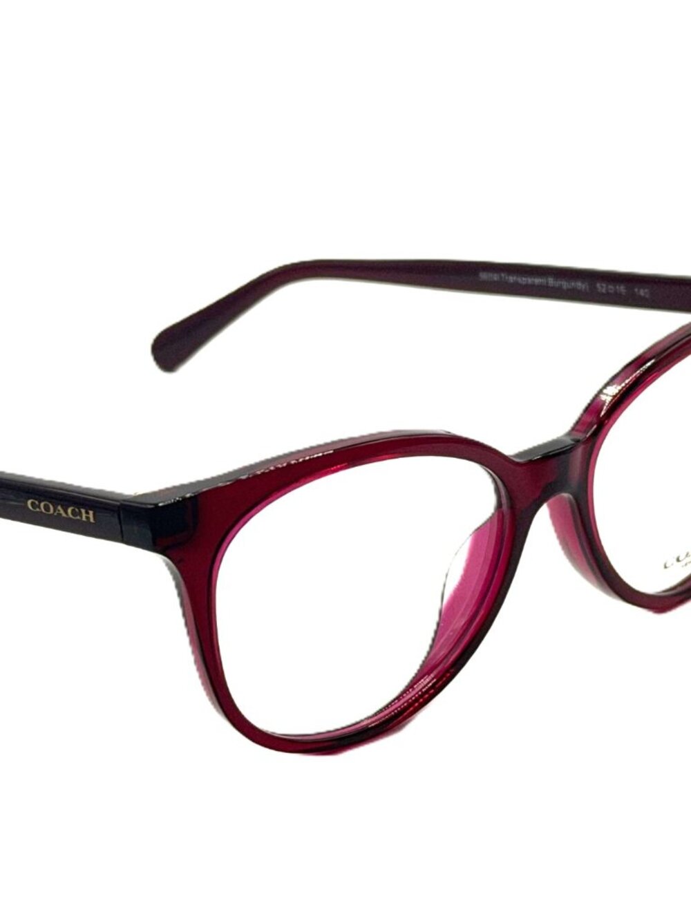COACH HC 6138U 5604 Transparent Burgundy Women Eyeglasses 52mm 16 140 - Picture 3 of 6
